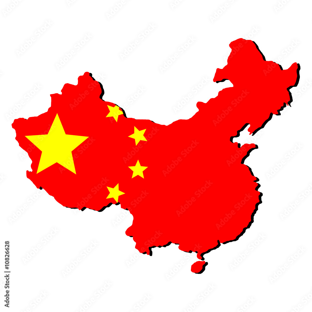 Naklejka premium map of China with flag
