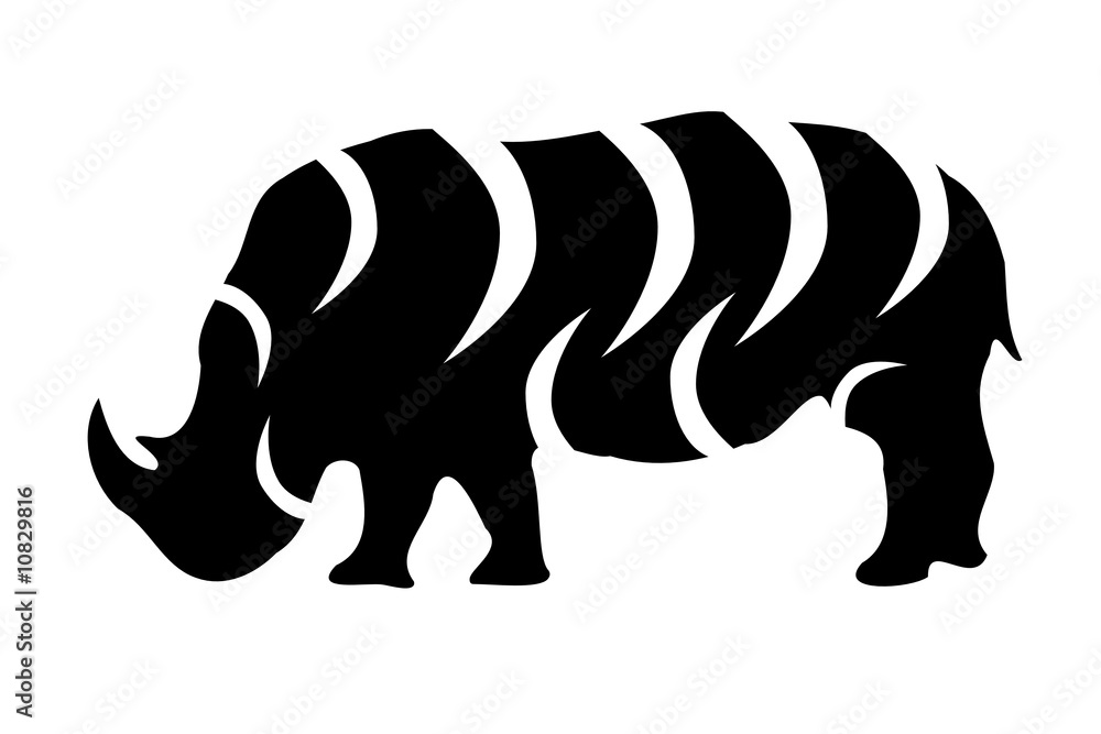Fototapeta premium Rhinoceros tribal tattoo silhouette