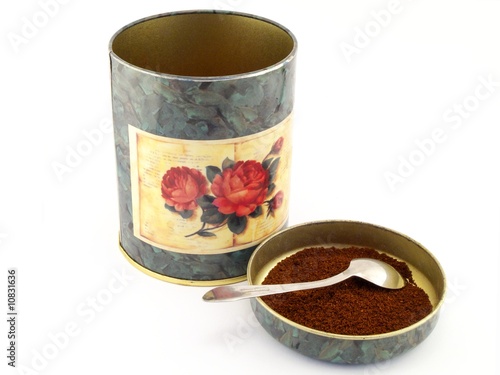 Coffe, container, spoon