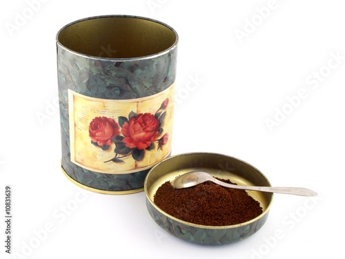 Coffe, container, spoon