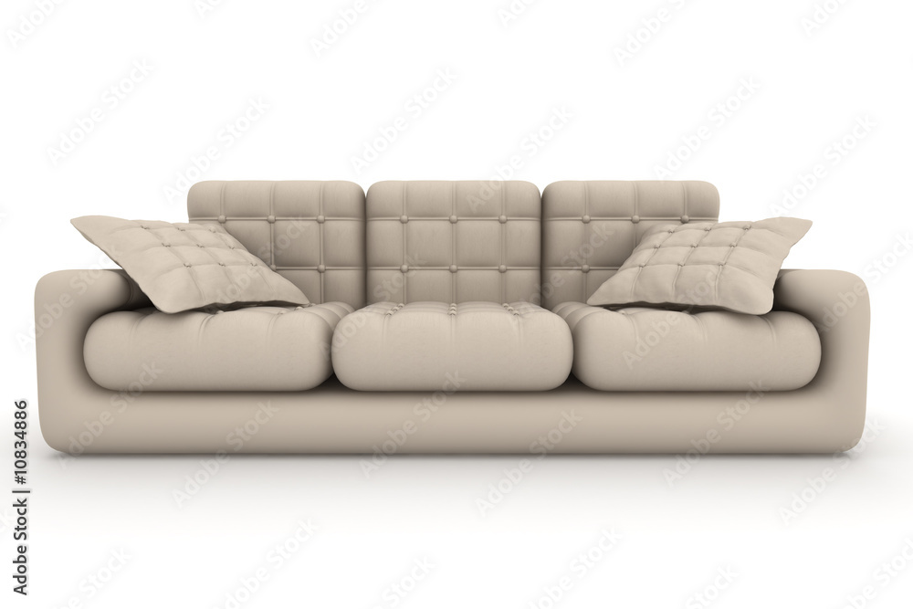 Naklejka premium Isolated leather sofa. An interior. 3D image.