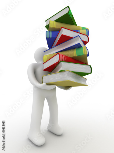 student with a bale of book...