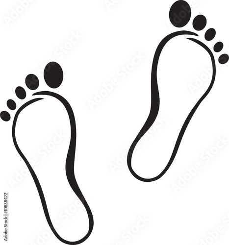 Vector illustration of footprints in black and white