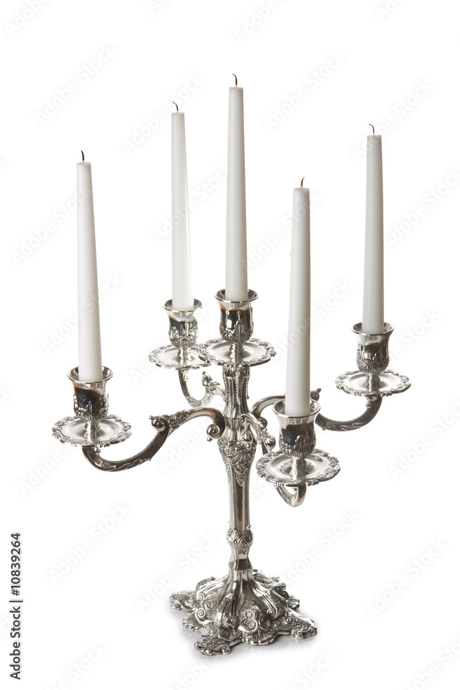 Silver candlestick isolated Silver candlestick isolated