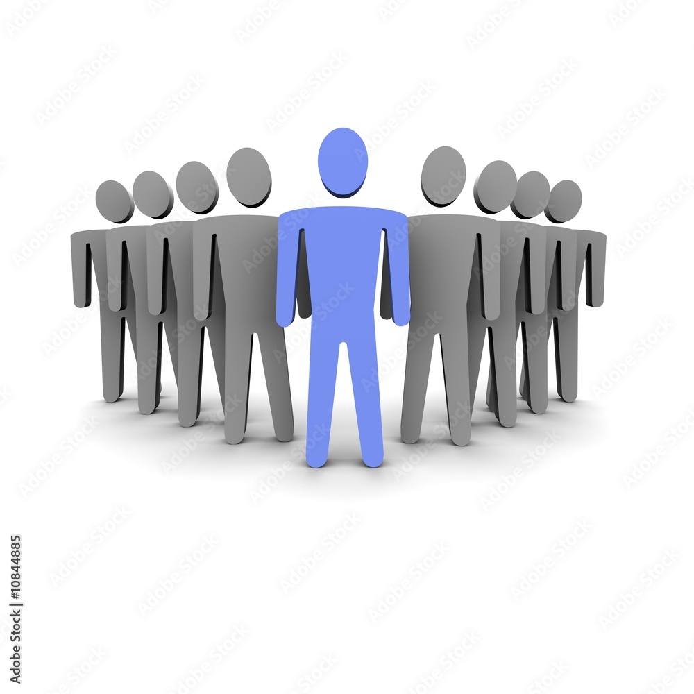 Leader and his team. 3D rendered image. Leader and his team. 3D rendered image.
