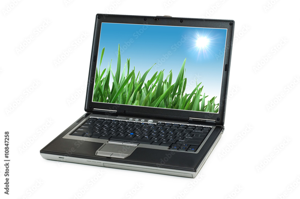 Silver laptop isolated on the white background Silver laptop isolated on the white background