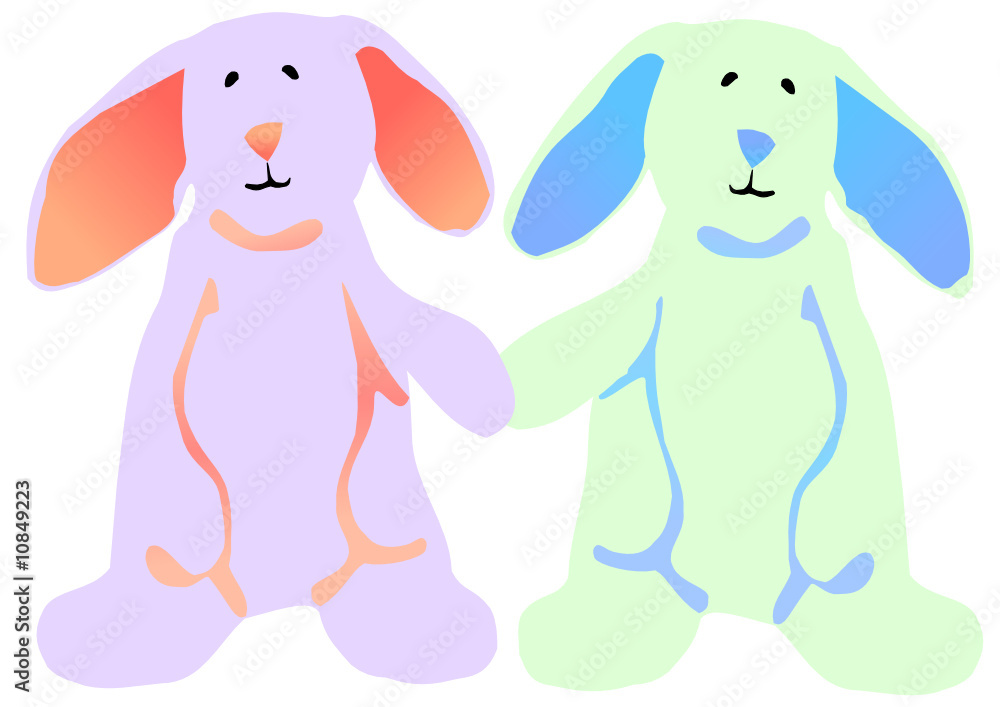 Obraz premium Easter Bunnies holding hands.