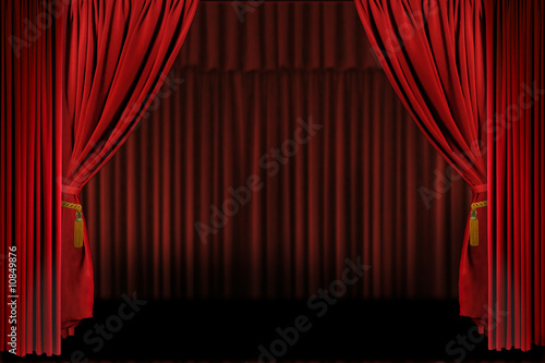 Horizontal Stage Drapes Open For Presentation