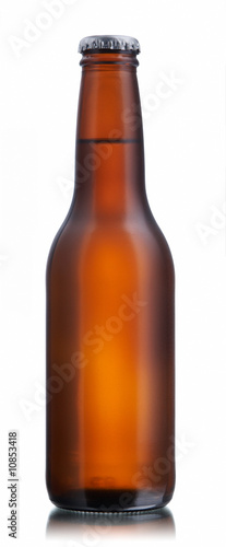 Non-glossy brown beer bottle