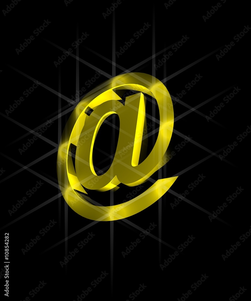 Obraz premium sign of the gold e-mail on black background