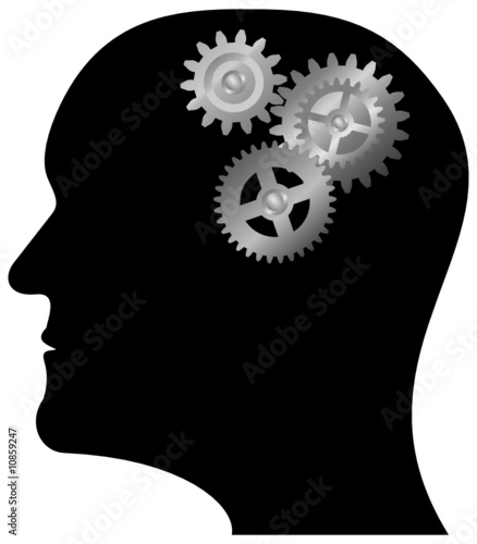 thinking brain (gear) - vector