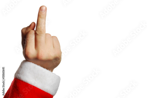 Santa, making obscene gesture photo