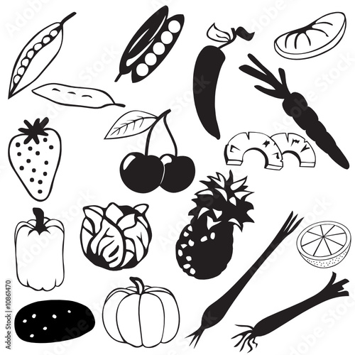 collection of fruit and vegetable vector