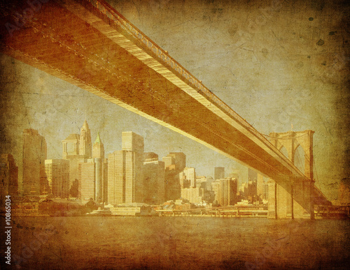Canvas Print grunge image of brooklyn bridge, new york, usa