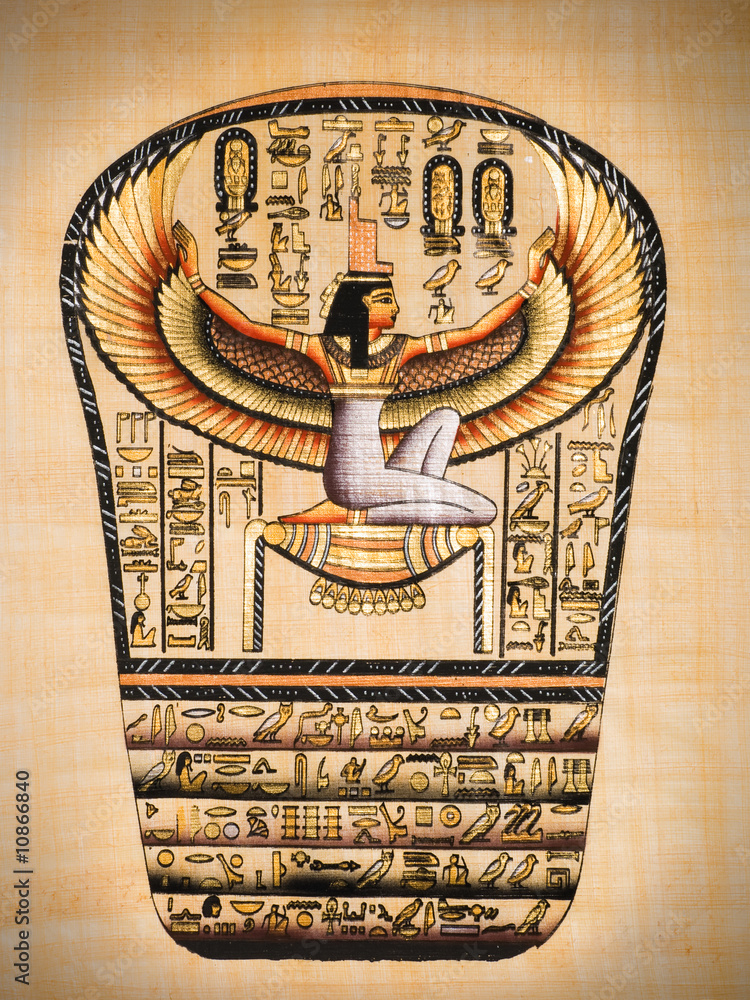 Fototapeta premium Egyptian papyrus showing Isis, called as 