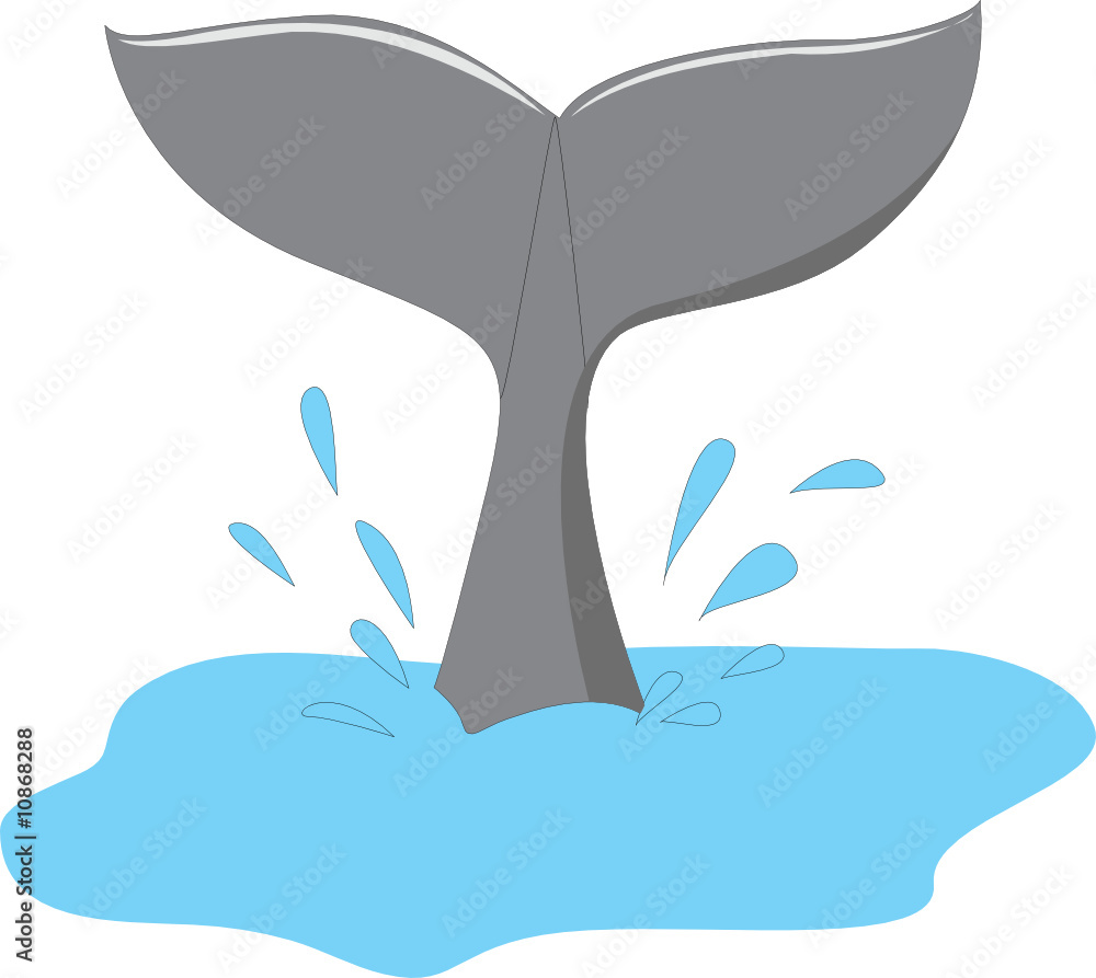 Naklejka premium tail going underwater illustration
