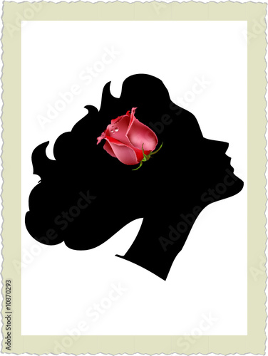 red rose on woman face silhouette