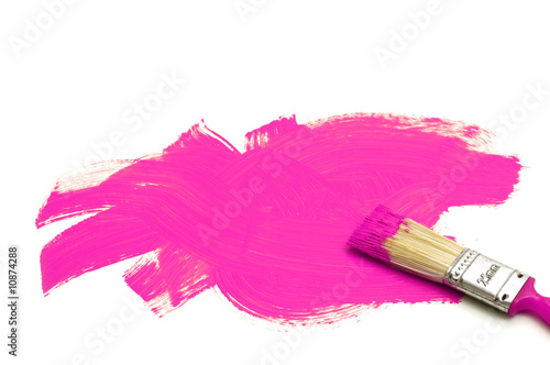 paintbrush and violet color on white background