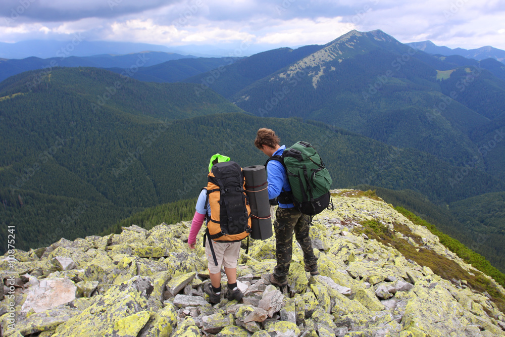 Hiking in the Carpathian mountains..