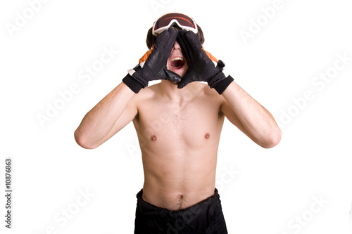 screaming man dressed in snowboarding gear © Dmitri MIkitenko