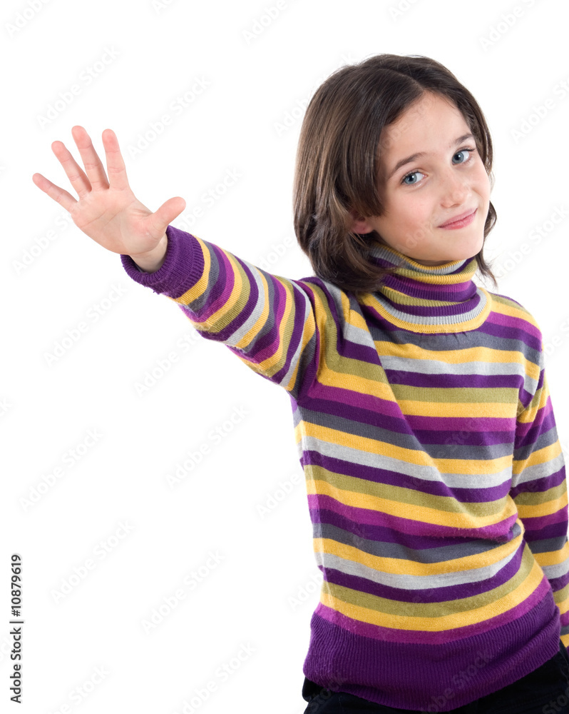 Beautiful girl saying stop with her hand Beautiful girl saying stop with her hand