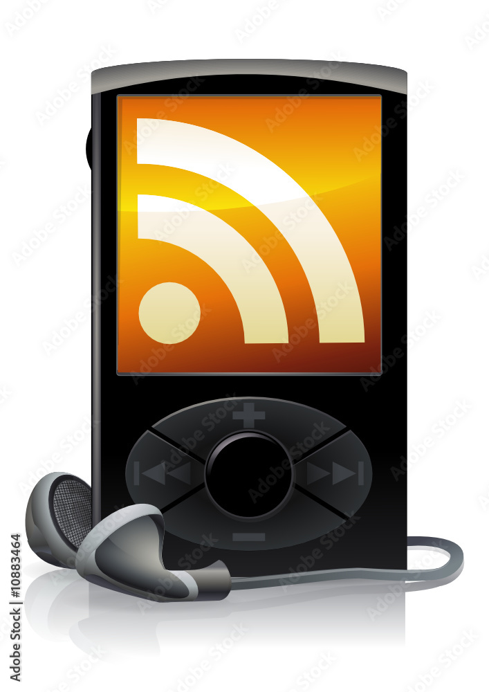 Lecteur MP3 noir et flux RSS (reflet) Stock Vector | Adobe Stock