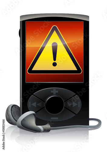 Lecteur MP3 noir et danger (reflet)