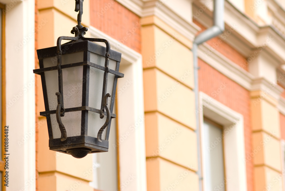 Lantern hanging on the house