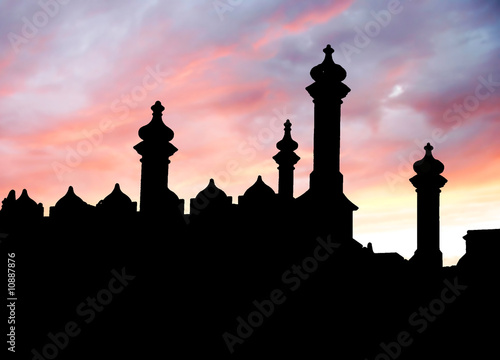 mosque silhouette at sunset background