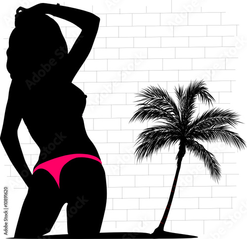 palm girl vector silhouettes