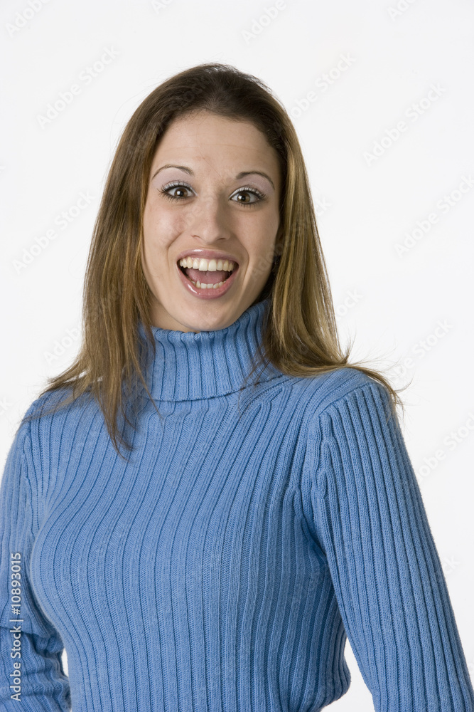Attractive blonde with an animated expression Attractive blonde with an animated expression