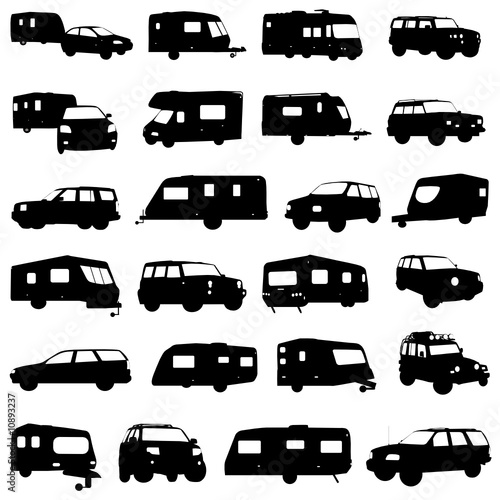 caravan and jeep vector