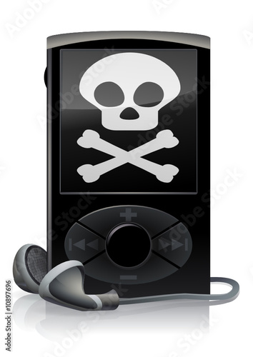 Lecteur MP3 noir piraté (reflet)