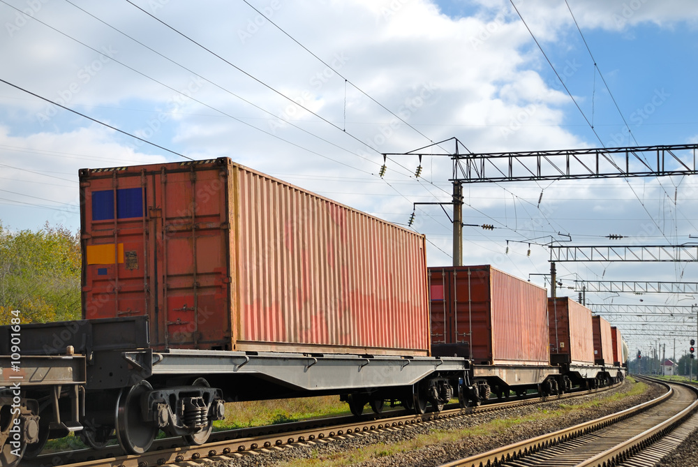 Fototapeta premium Transportation of cargoes by rail in containers