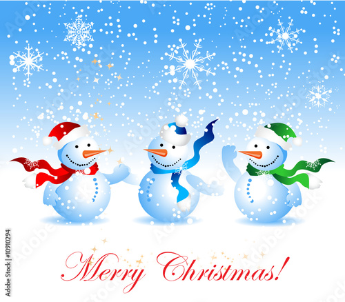 Christmas card, snowmans © Kudryashka