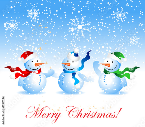 Christmas card, snowmans