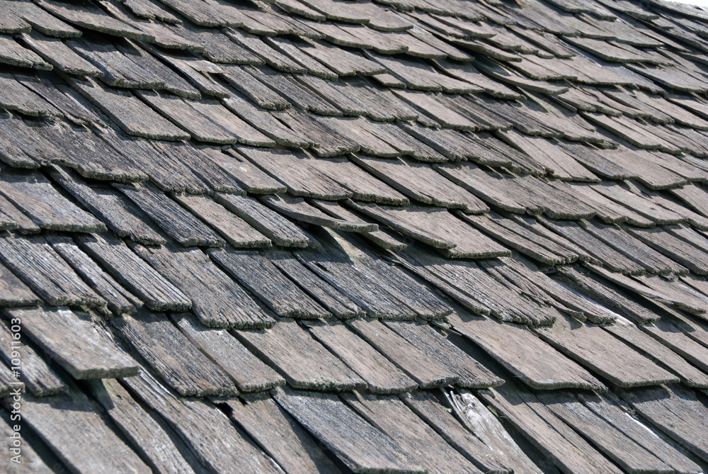 Old wood shingle roof
