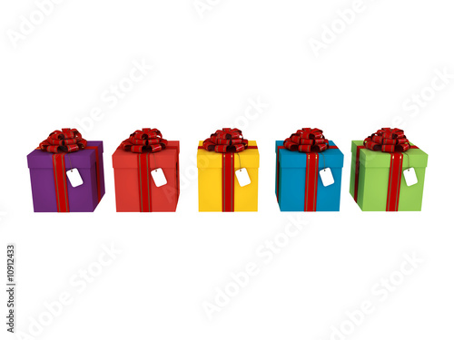 Gift boxes with a blank labels