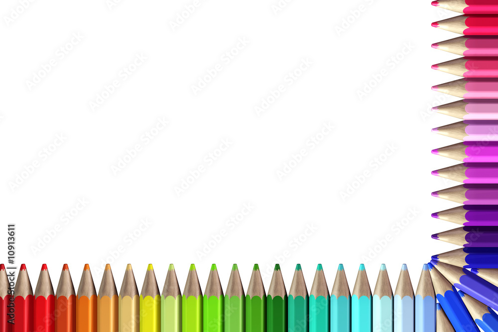 Bordure de crayons de couleurs Stock Illustration | Adobe Stock