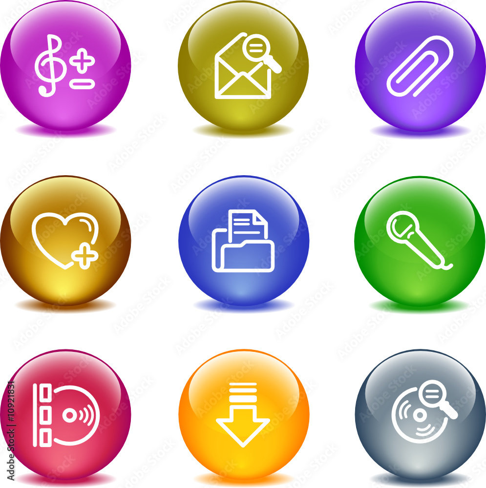 Color glass ball web icons, set 11 Color glass ball web icons, set 11