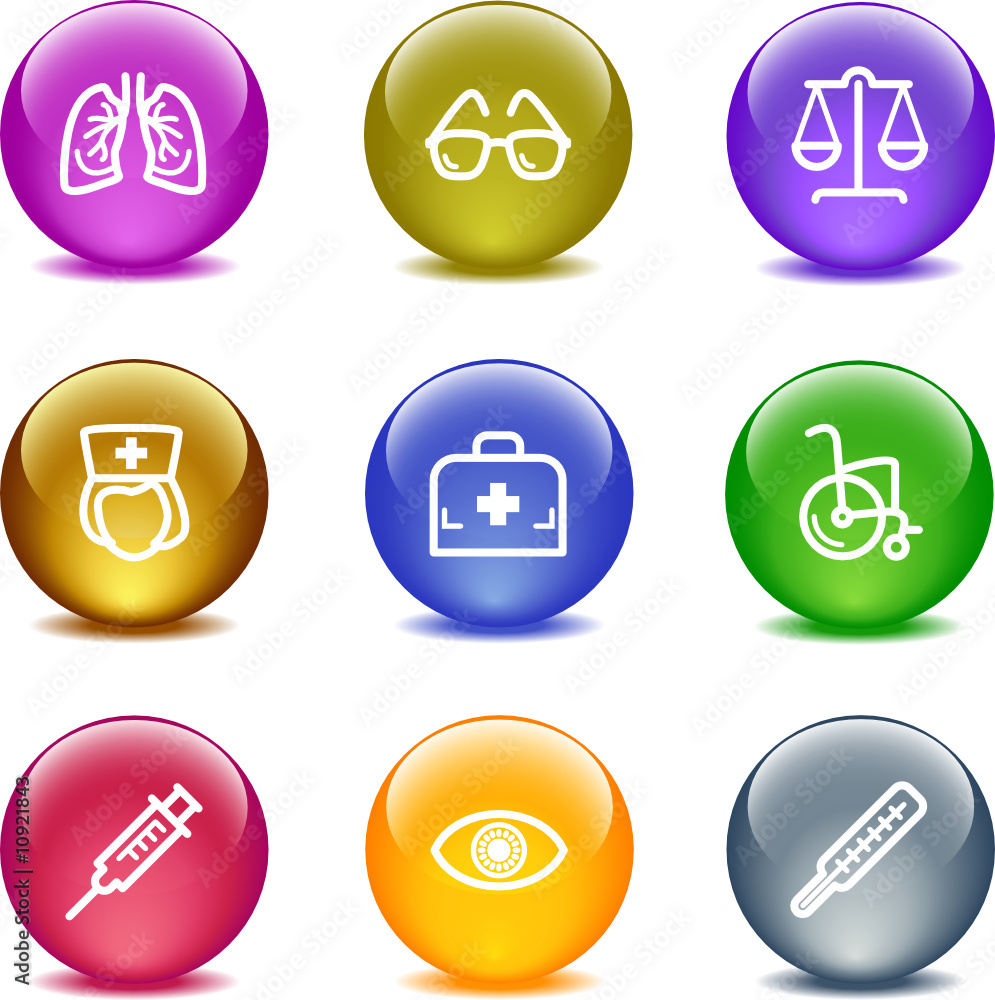 Fototapeta premium Color glass ball web icons, set 13
