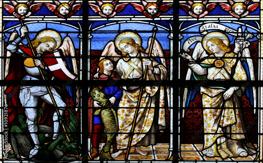 Stained glass in St.Sulpice cathedral (Fougeres,France)