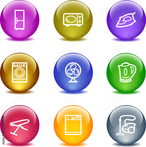 Color glass ball web icons, set 18