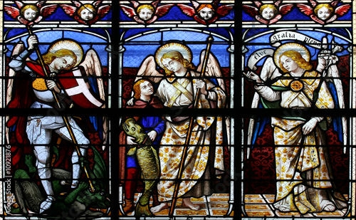 Stained glass in St.Sulpice cathedral (Fougeres,France)