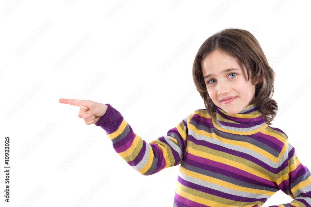 Beautiful girl pointing with her finger Beautiful girl pointing with her finger
