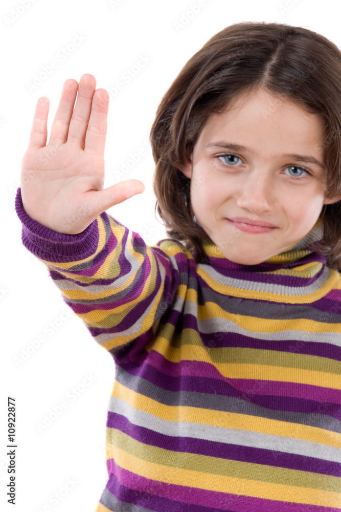 Beautiful girl saying stop with her hand Beautiful girl saying stop with her hand