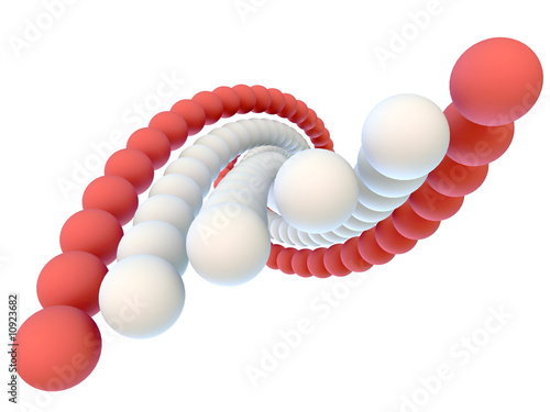 A helix formed by six chains of balls