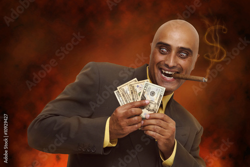 Obraz na plátně Devilish businessman in hell