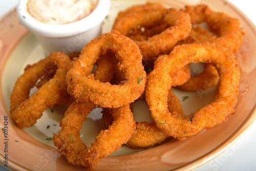 Rings of a squid in breadcrumbs with the swept away sauce.
