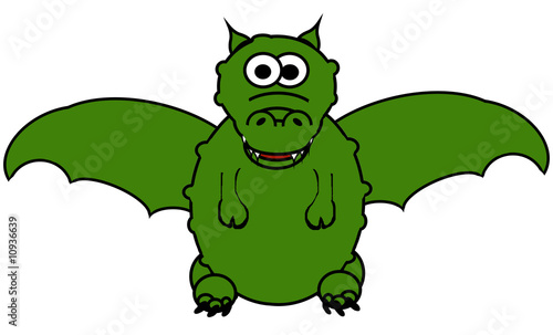 Canvastavla Magic Dragon Cartoon - Isolated On White